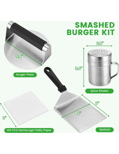 Kit de Prensa de Hamburguesas Whaleme con Espátula y Dosificador