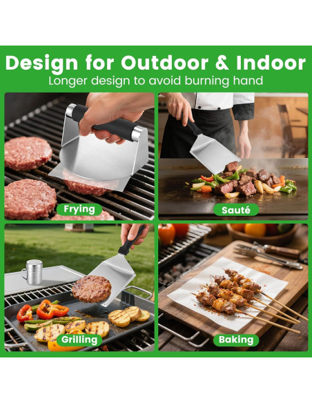 Kit de Prensa de Hamburguesas Whaleme con Espátula y Dosificador Kit de Prensa de Hamburguesas Whaleme con Espátula y Dosificador