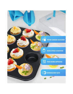 Molde para Muffins INYOU 12 Tazas Silicona Antiadherente 2