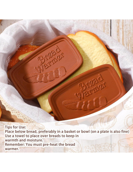 4 Piezas Calentadores de Pan Cerámica SiliFine 12.7x7.6 cm