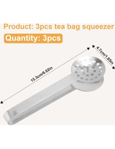 3 Pinzas para Bolsas de Té Acero Inoxidable Lasuroa 15.3cm 2