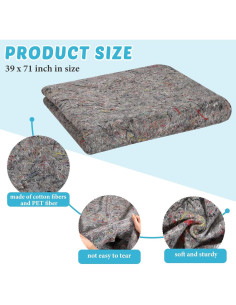 12 Manteles de Mudanza Oudain 1x1.8m Algodón Gris Alta Resistencia 2