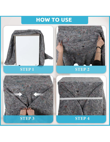 12 Manteles de Mudanza Oudain 1x1.8m Algodón Gris Alta Resistencia