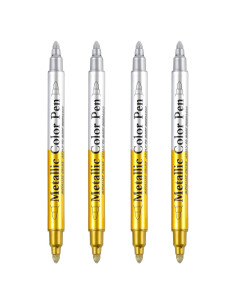 Marcadores Metálicos Dyvicl Doble Punta Oro y Plata Set de 4