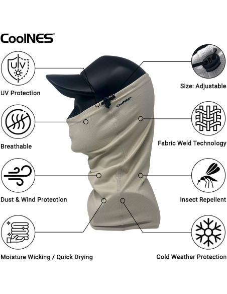 Gaiter de Cuello CoolNES Beige - Mascarilla Reutilizable UPF 50+