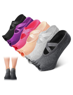 Calcetines Antideslizantes para Yoga SATINIOR 6 Pares Mujeres