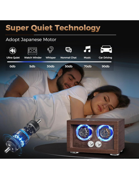 Winder Doble para Relojes ANWBROAD con Luz LED y Motor Silencioso