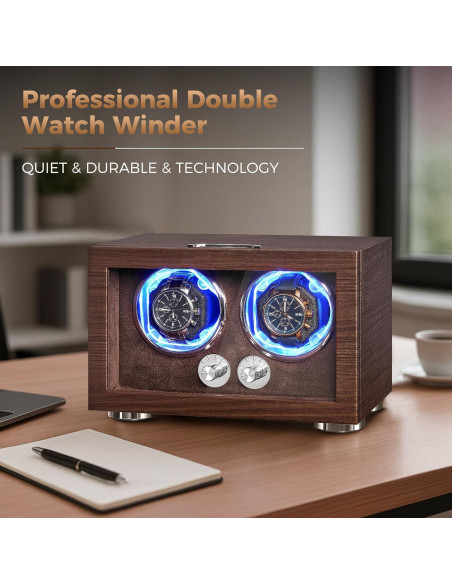 Winder Doble para Relojes ANWBROAD con Luz LED y Motor Silencioso