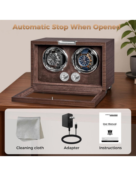 Winder Doble para Relojes ANWBROAD con Luz LED y Motor Silencioso