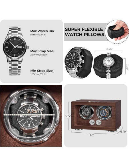 Winder Doble para Relojes ANWBROAD con Luz LED y Motor Silencioso