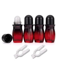 Paquete de 4 Botellas de Rodillo Newzoll 50mL Vidrio Reutilizables