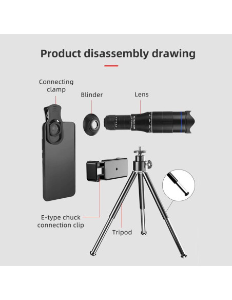 Kit Lente Telefoto 40X Kavolet para Smartphone - Observación