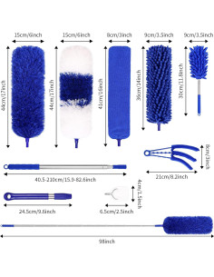 Kit de Plumones de Limpieza PHABLUS 10PCS con Polo Extensible 254cm 2