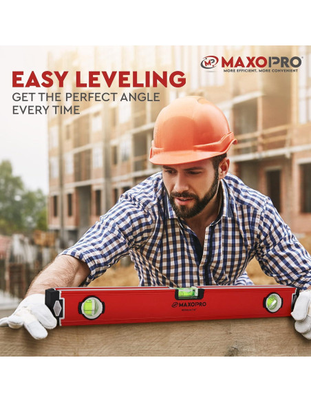 Nivel Torpedo Magnético 40cm MaxoPro - Aluminio, 3 Viales