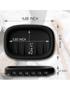 Plato de Jabón de Silicona Opopla Negro Autodrenante 12x8 cm 2