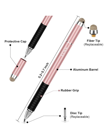 Lápiz Stylus 2 en 1 CCIVV Punta Fina y de Malla para Pantallas Táctiles