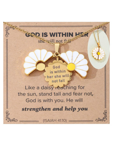 Collar de Fe Margarita Dorada Cristiana 45.72 cm Ajustable