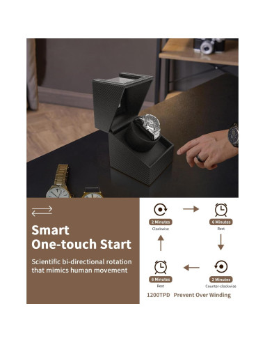 Enrollador de Relojes Automáticos UnaMela Individual Negro