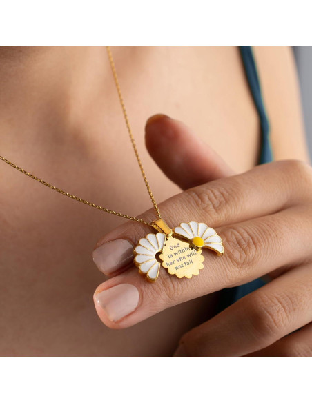 Collar de Fe Margarita Dorada Cristiana 45.72 cm Ajustable