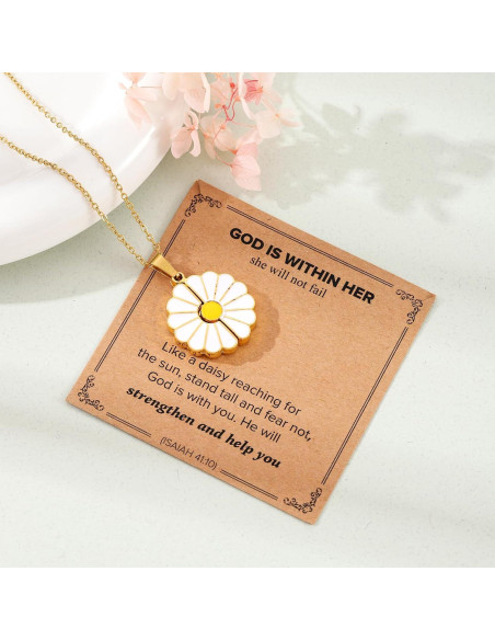 Collar de Fe Margarita Dorada Cristiana 45.72 cm Ajustable