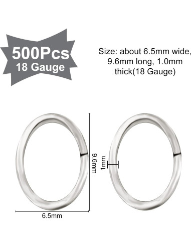 Anillas de Salto de Acero Inoxidable CHGCRAFT 500pcs 6.5x9.6mm