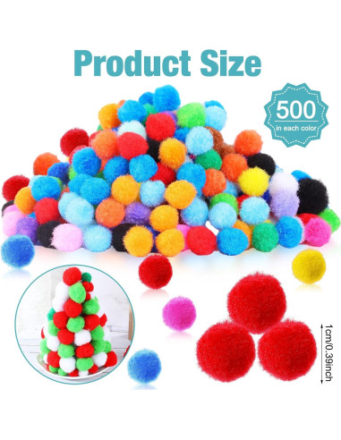 10000 Pompones Multicolor 1 cm Poen para Manualidades
