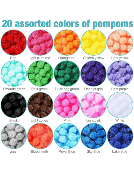 10000 Pompones Multicolor 1 cm Poen para Manualidades