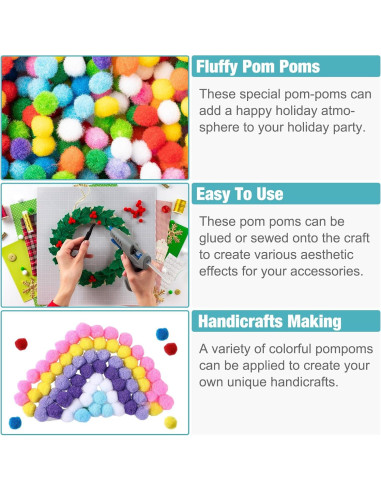 10000 Pompones Multicolor 1 cm Poen para Manualidades
