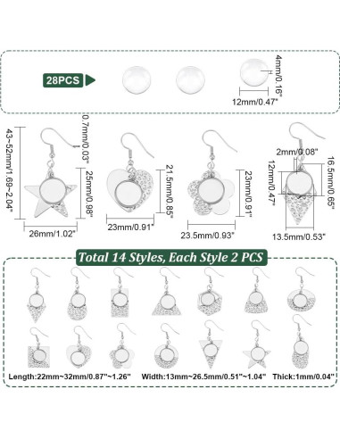 Bandejas de Aretes DIY UNICRAFTALE 14 Pares Acero Inoxidable