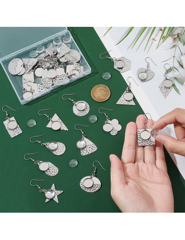 Bandejas de Aretes DIY UNICRAFTALE 14 Pares Acero Inoxidable