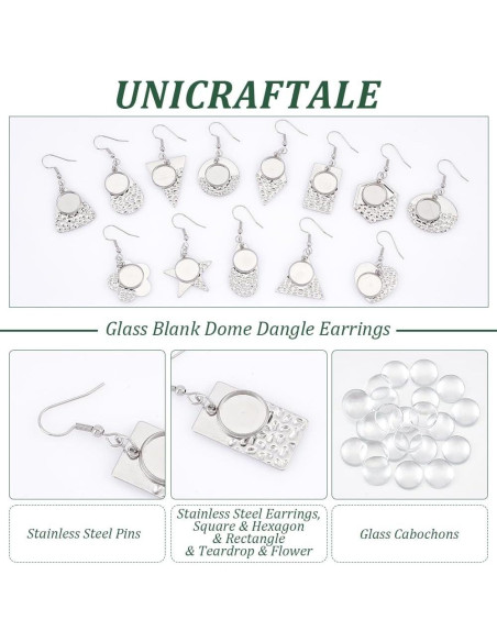 Bandejas de Aretes DIY UNICRAFTALE 14 Pares Acero Inoxidable