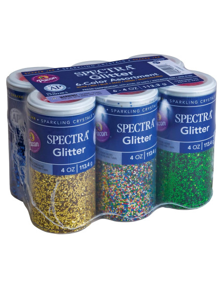 Brillantina Spectra 6 Colores Variados 113.4 g Tarros