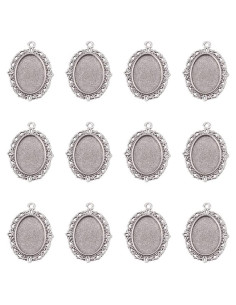 Kissitty 50 Piezas Cabochón Ovalado Plata Antigua 18x13mm
