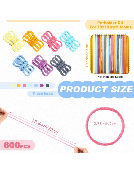 Kit de Tejido Daifunli 600 Lazos 26 cm Multicolor DIY