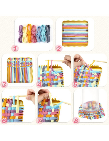 Kit de Tejido Daifunli 600 Lazos 26 cm Multicolor DIY