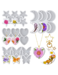 Kit de Moldes de Joyería de Resina YODOYO - 4 Piezas Silicona