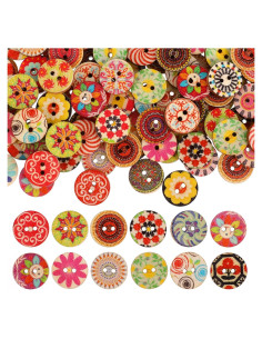 100 Botones de Madera Redondos Psyqtsuary 25mm Multicolor