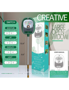 Medidor de Suelo 4 en 1 AiGerdinn - Humedad, pH, Luz Solar 2