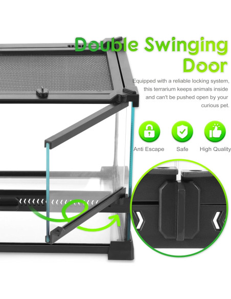 Mini Terrario de Vidrio Neptonion 30.48x20.32x20.32cm para Reptiles