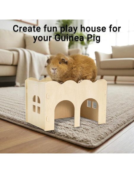 Escondite para Cobayas Bifeaw Mediano Madera Natural 26.4x16.8cm Escondite para Cobayas Bifeaw Mediano Madera Natural 26.4x16.8cm