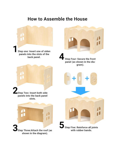 Escondite para Cobayas Bifeaw Mediano Madera Natural 26.4x16.8cm