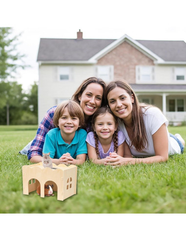 Escondite para Cobayas Bifeaw Mediano Madera Natural 26.4x16.8cm