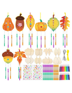 Kit de Campanas de Viento DIY WinnerWhy Otoño 16 Piezas Madera