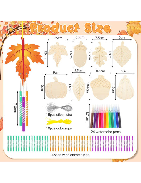 Kit de Campanas de Viento DIY WinnerWhy Otoño 16 Piezas Madera