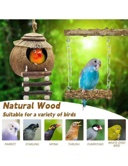 Conjunto 7PCS Posaderos para Aves MEDHAW - Madera Natural Conjunto 7PCS Posaderos para Aves MEDHAW - Madera Natural