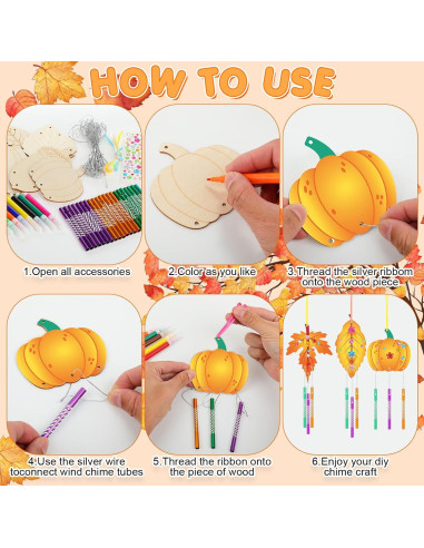 Kit de Campanas de Viento DIY WinnerWhy Otoño 16 Piezas Madera