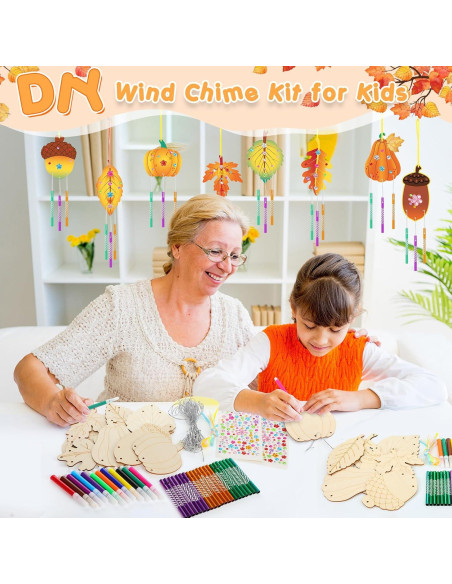 Kit de Campanas de Viento DIY WinnerWhy Otoño 16 Piezas Madera