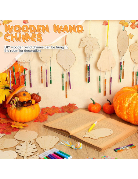 Kit de Campanas de Viento DIY WinnerWhy Otoño 16 Piezas Madera
