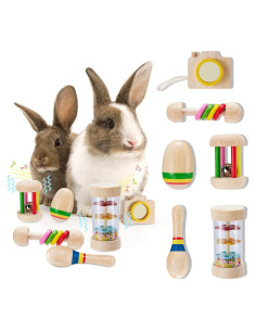 Juguetes de Madera para Conejos AOWPFVV - 6 Piezas Multicolor