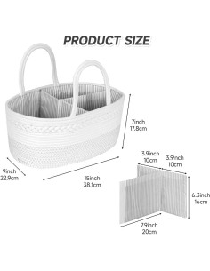 Cesta de Almacenamiento ArcaGuru de Algodón 38x22x17 cm Blanca 2